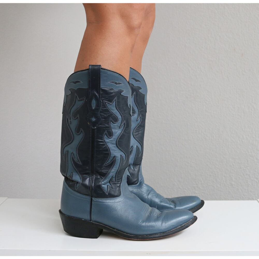 1990's Vintage Flame Cowboy Boots ~ Men's 9-1/2 to 10 ~ Women's 11 to 11-1/2